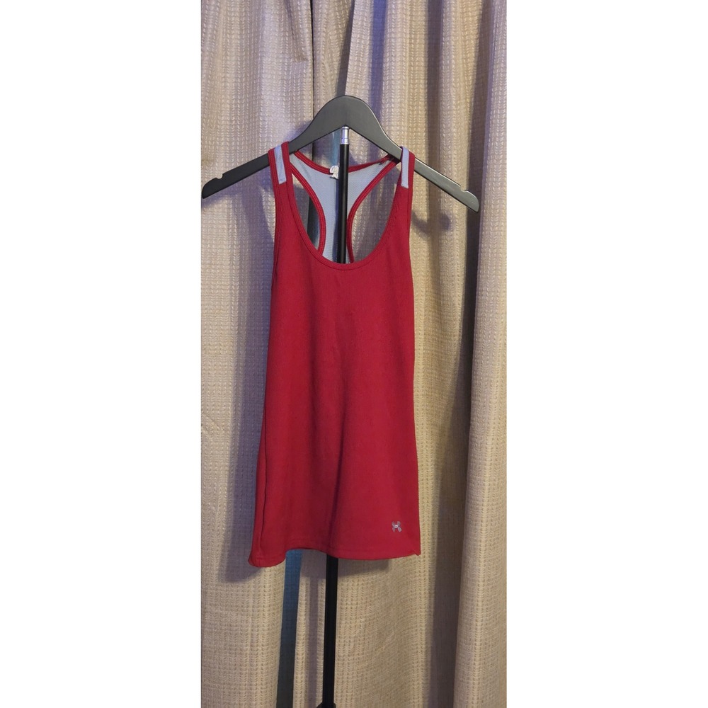 Under Armour HeatGear Racerback Tank Top Women's Small Red Spandex Blend